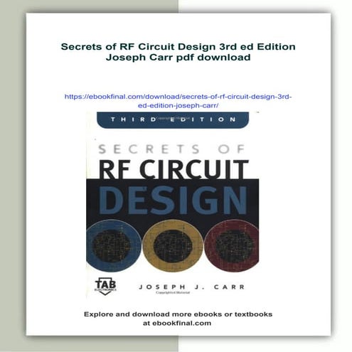 Secrets of RF Circuit Design 3rd ed Edition Joseph Carr