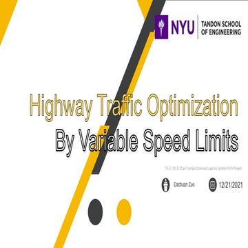 Highway traffic optimization by variable speed limits | PPTX