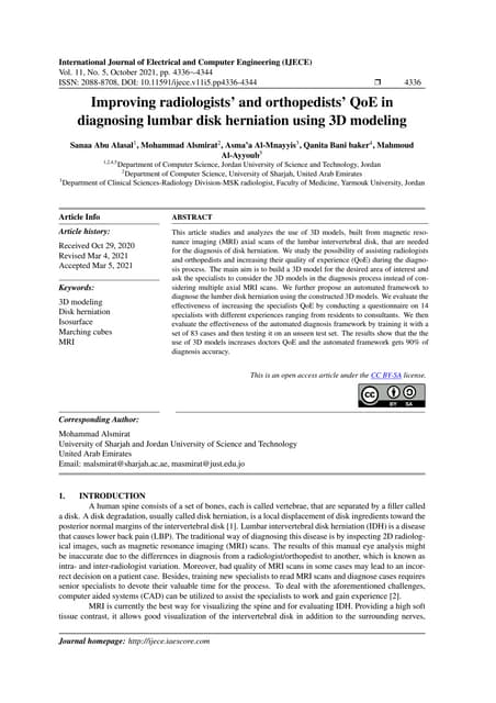 Improving radiologists’ and orthopedists’ QoE in diagnosing lumbar disk herni...