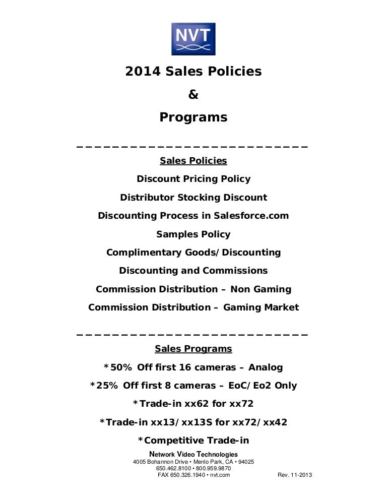 Sales Policy Template sales-policy-template