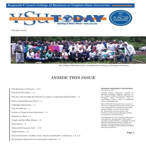 Newsletter, Fall 2014 Issue | PDF