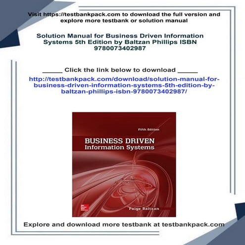 Solution Manual for Business Driven Information Systems 5th Edition by Baltza...