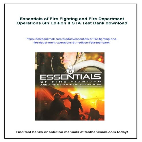 Essentials of Fire Fighting and Fire Department Operations 6th Edition IFSTA ...