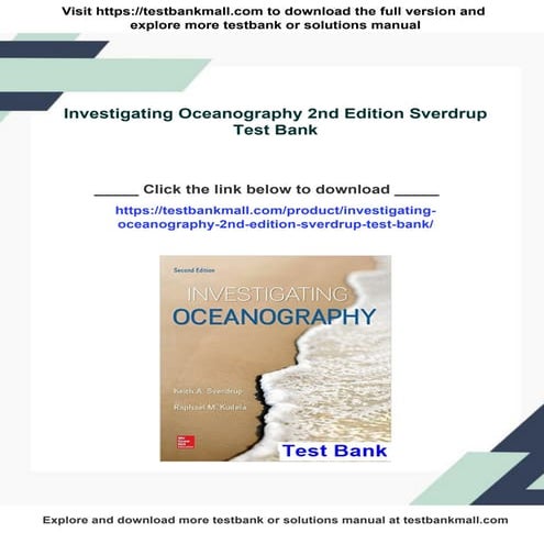 Investigating Oceanography 2nd Edition Sverdrup Test Bank | PDF