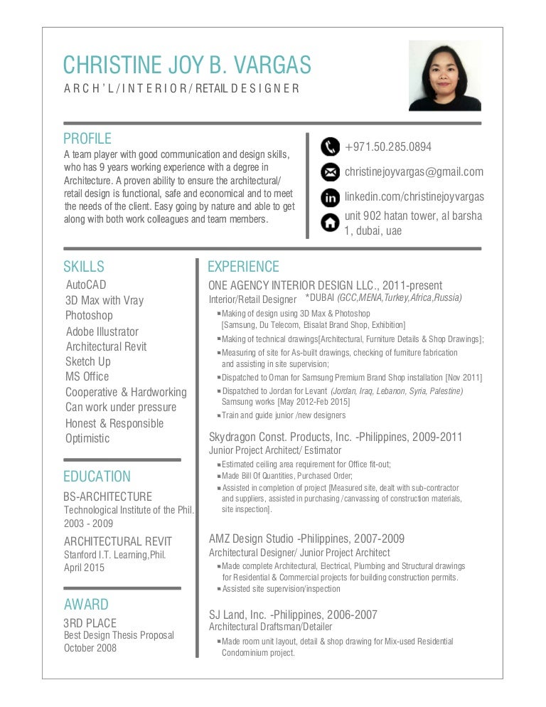 interior cum retail designer cv christine joy vargas interpreter cv