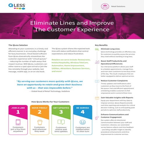 QLess Retail Solutions Sales Sheet 2016