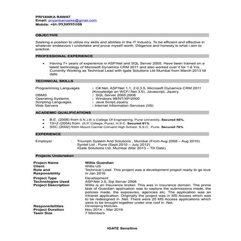 Priyanka Rawat - Resume