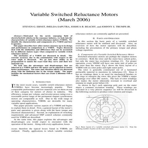 Variable Switched Reluctance Motors