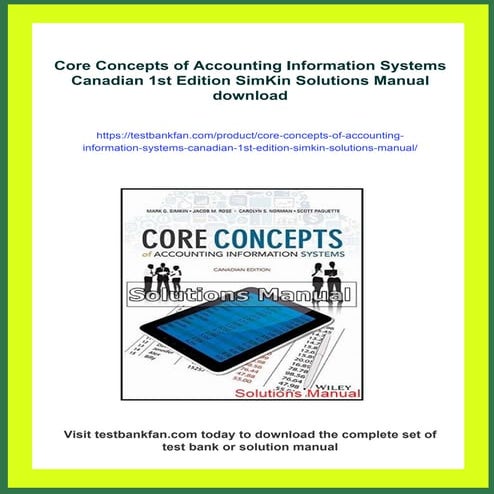 Core Concepts of Accounting Information Systems Canadian 1st Edition ...