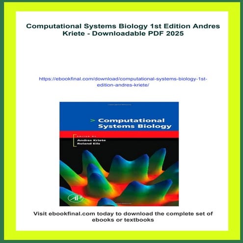Computational Systems Biology 1st Edition Andres Kriete