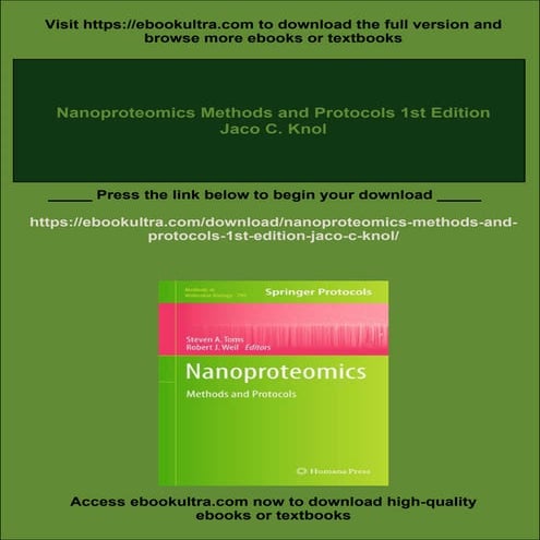 Nanoproteomics Methods and Protocols 1st Edition Jaco C. Knol