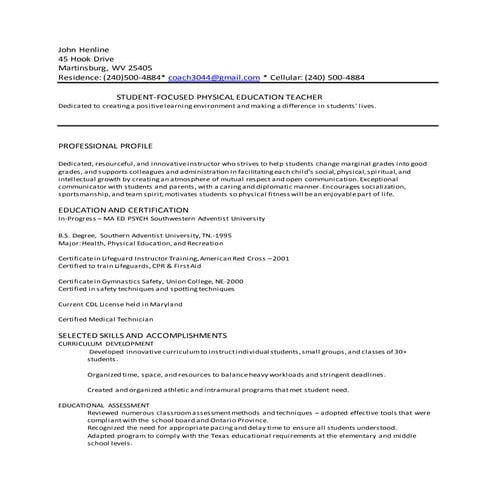 John Henline - Resume