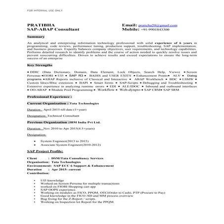 Pratibha Chaudhary 6 years Exp SAP ABAP