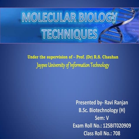 molecular biology techniques -jaypee university of information technology- ra...