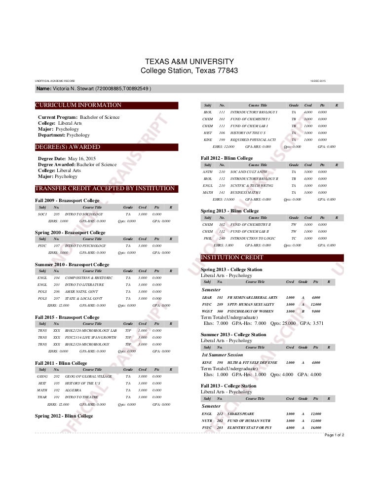 TAMU transcript