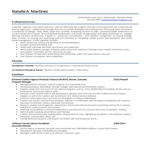 Natalie A. Martinez Resume