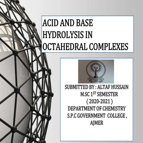 Acid Base Hydrolysis in Octahedral Complexes