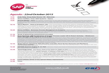 SAP Southern User Forum October 2015 - Published Agenda