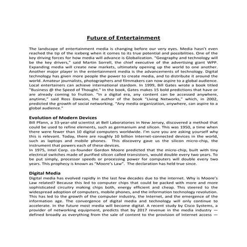 Future of Entertainment Research Report