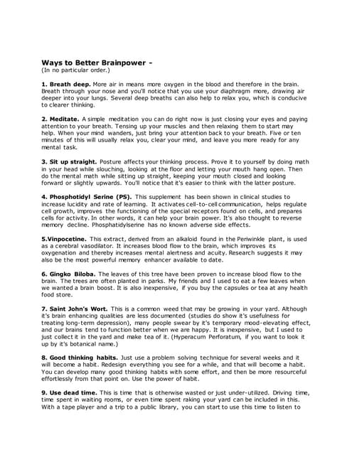 70 ways to improve brain power