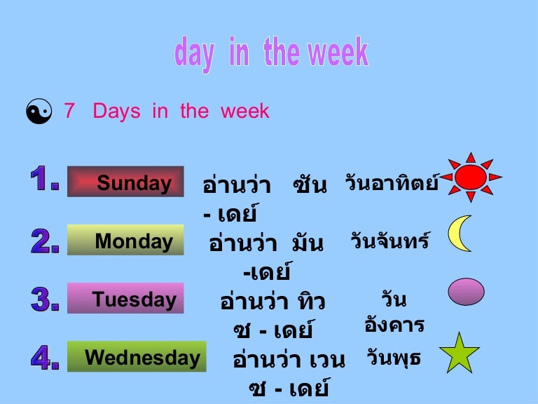 7 ว นใน 1ส ปดาห