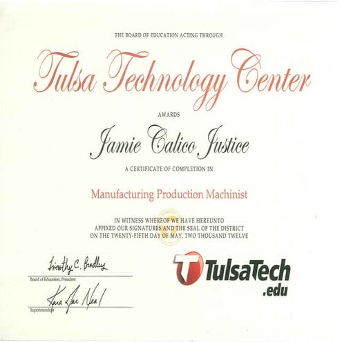 Manufacturing Production Machinist 5-25-2012