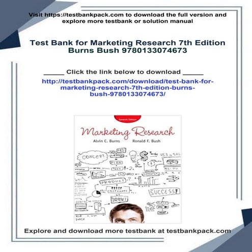 Test Bank for Marketing Research 7th Edition Burns Bush 9780133074673