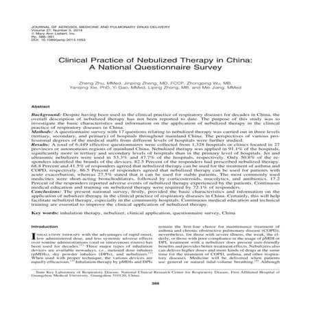 Clinic practice of nebulized therapy in China(a national questionnaire survey)