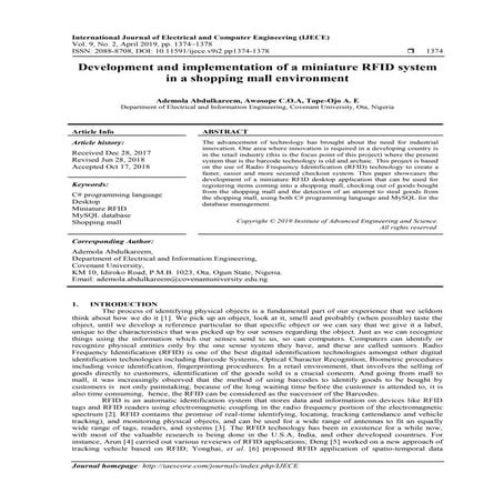 Development and implementation of a miniature RFID system in a shopping mall ...