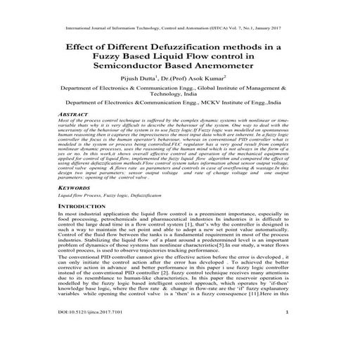 Effect of Different Defuzzification methods in a Fuzzy Based Liquid Flow cont...