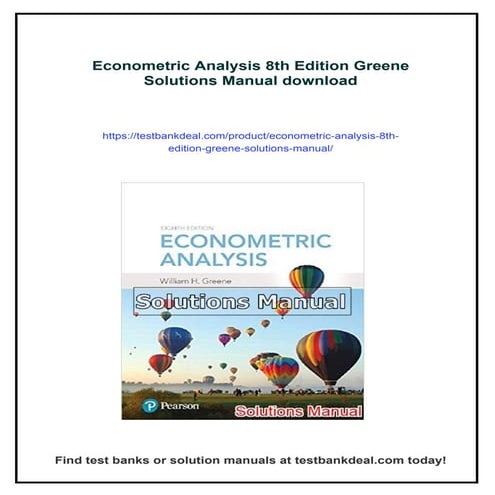 Econometric Analysis 8th Edition Greene Solutions Manual