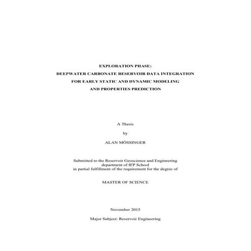 Masters Thesis - Exploration Phase_Deepwater Reservoir Data Integration