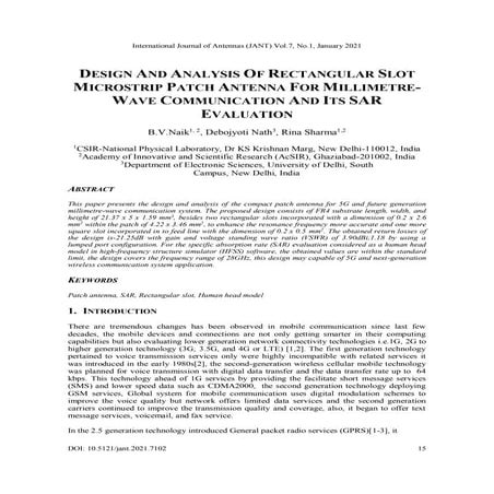 DESIGN AND ANALYSIS OF RECTANGULAR SLOT MICROSTRIP PATCH ANTENNA FOR MILLIMET...