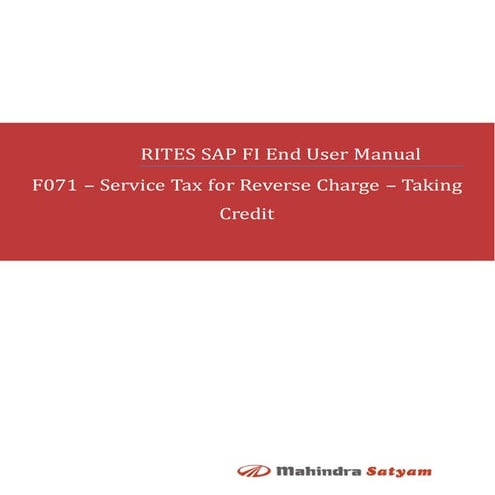 F071 – Service Tax for Reverse Charge – Taking Credit