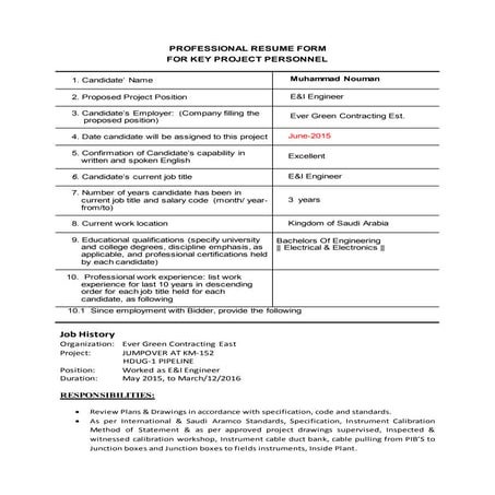 M.Nouman Aramco Format CV