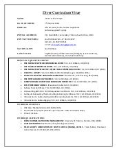 Dive instructor resume
