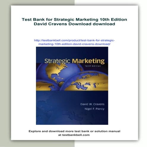 Test Bank for Strategic Marketing 10th Edition David Cravens Download | PDF