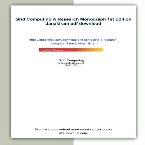 Grid Computing A Research Monograph 1st Edition Janakiram | PDF