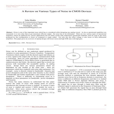 A Review on Various Types of Noise in CMOS Devices