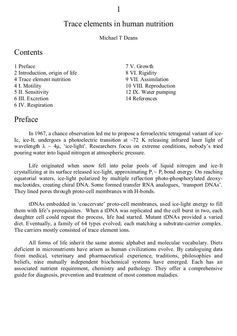 Trace element nutrition