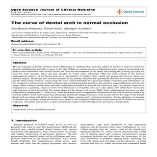 The curve of dental arch in normal ...