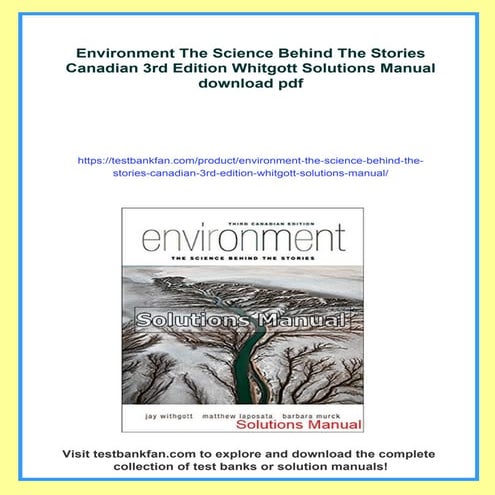 Environment The Science Behind The Stories Canadian 3rd Edition ...