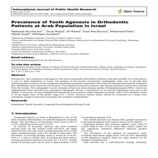 Prevalence of Tooth Agenesis in Ort...