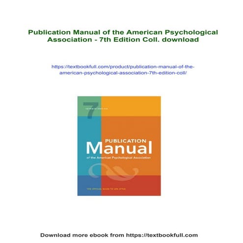Publication Manual of the American Psychological Association - 7th Edition Coll.