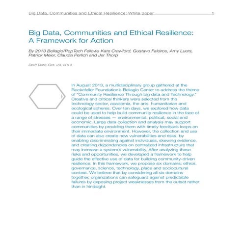Big Data, Communities and Ethical Resilience: A Framework for Action | PDF
