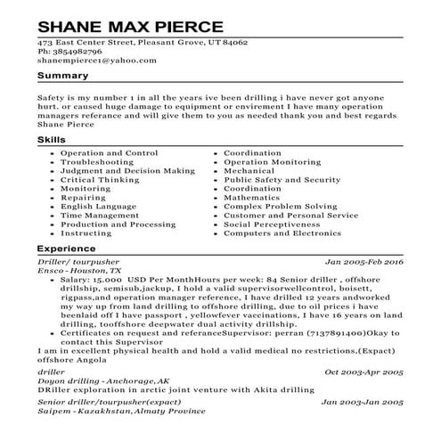 shane max Resume 1 (1) | PDF