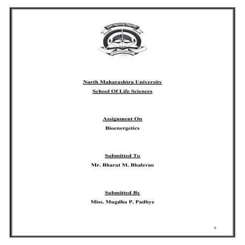 Assignment On Bioenergetics