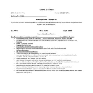 Diana Uselton Resume