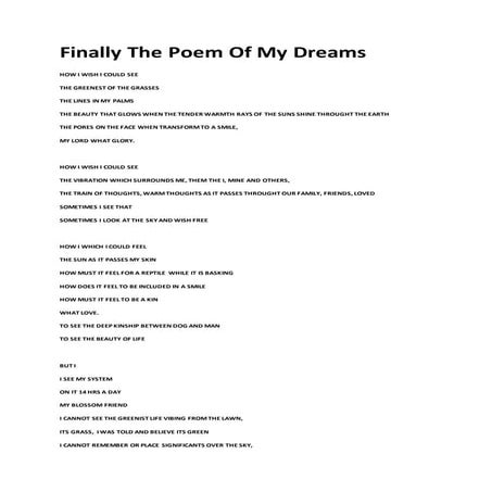 Finally The Poem Of My Dreams