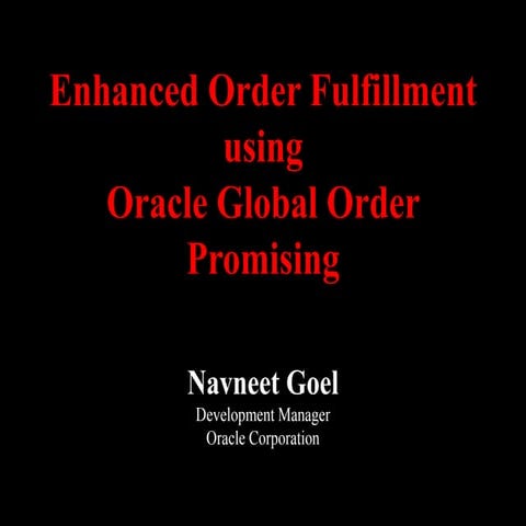 Oracle Global Order Promising and Available To Promise